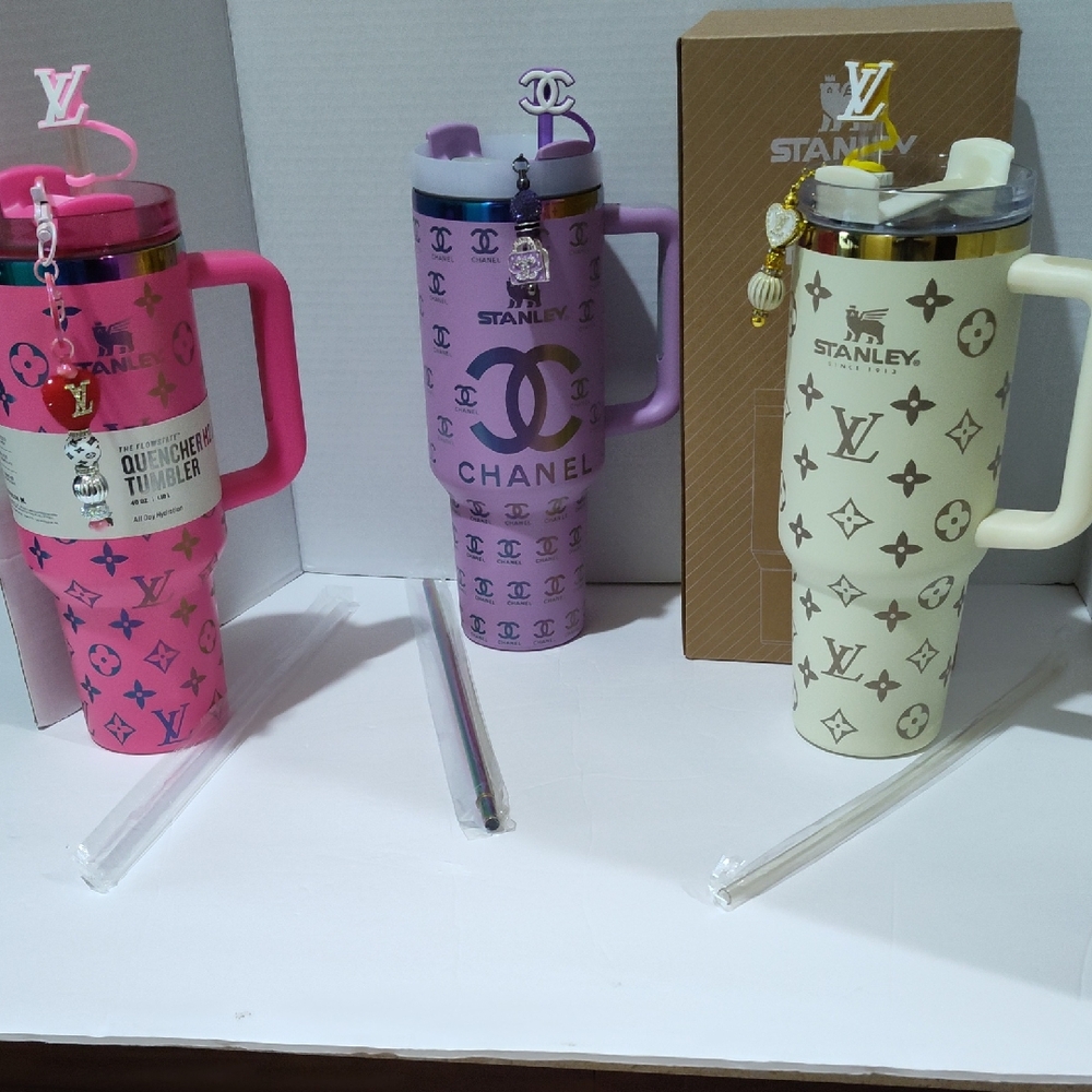 Laser Engraved 40oz Stanley Tumblers NIB Only Pink and Cream left